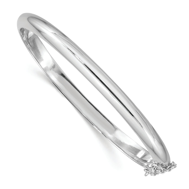 Sterling Silver Rhodium-plated 5mm w/Chain Hinged Bangle