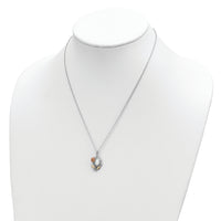 Sterling Silver Rhod-pltd w/12K Accents Created White Opal Necklace