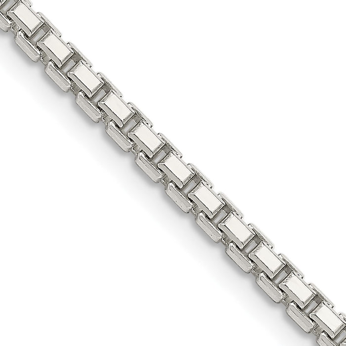 Sterling Silver 2.5mm 8 Sided Diamond-cut Box Chain