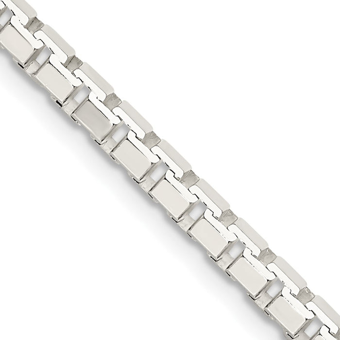 Sterling Silver 3.8mm 8 Sided Diamond-cut Box Chain