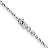 Sterling Silver Rhodium-plated 2mm Beveled Oval Cable Chain