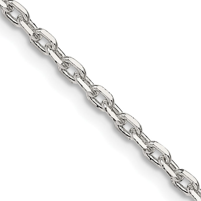 Sterling Silver 2.75mm Beveled Oval Cable Chain w/2in ext.