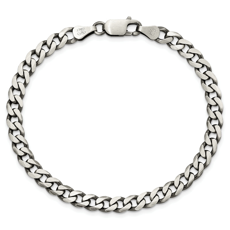 Sterling Silver Antiqued 5.7mm Curb Chain