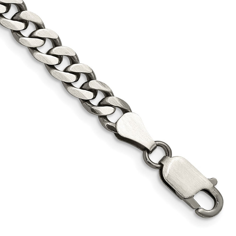 Sterling Silver Antiqued 5.7mm Curb Chain