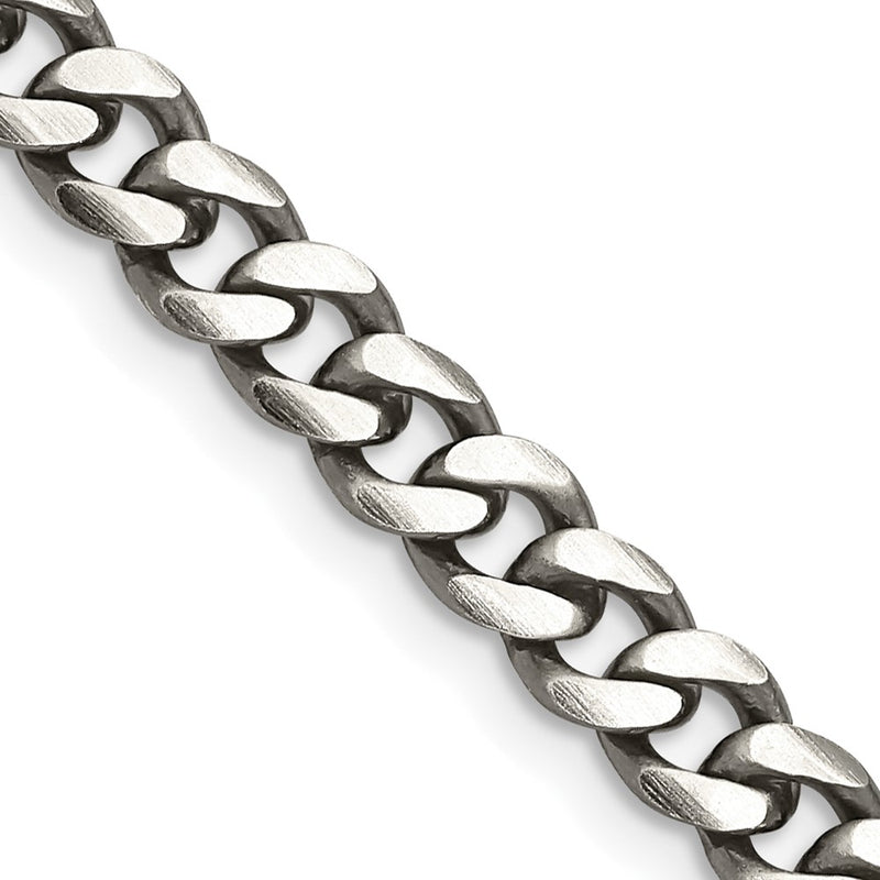 Sterling Silver Antiqued 5.7mm Curb Chain