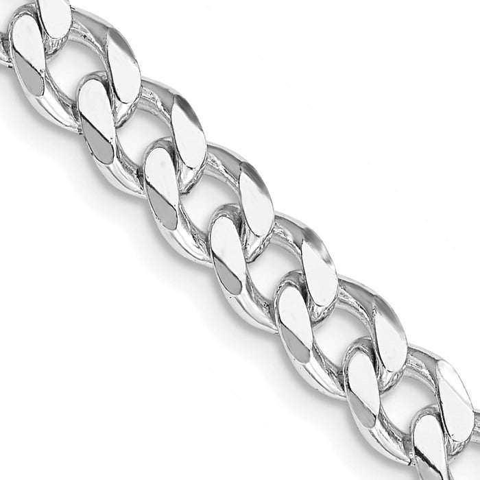 Sterling Silver Rhodium-plated 7mm Curb Chain