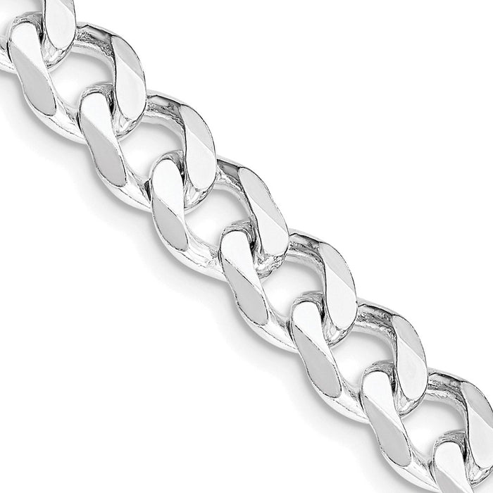 Sterling Silver Rhodium-plated 7.5mm Curb Chain