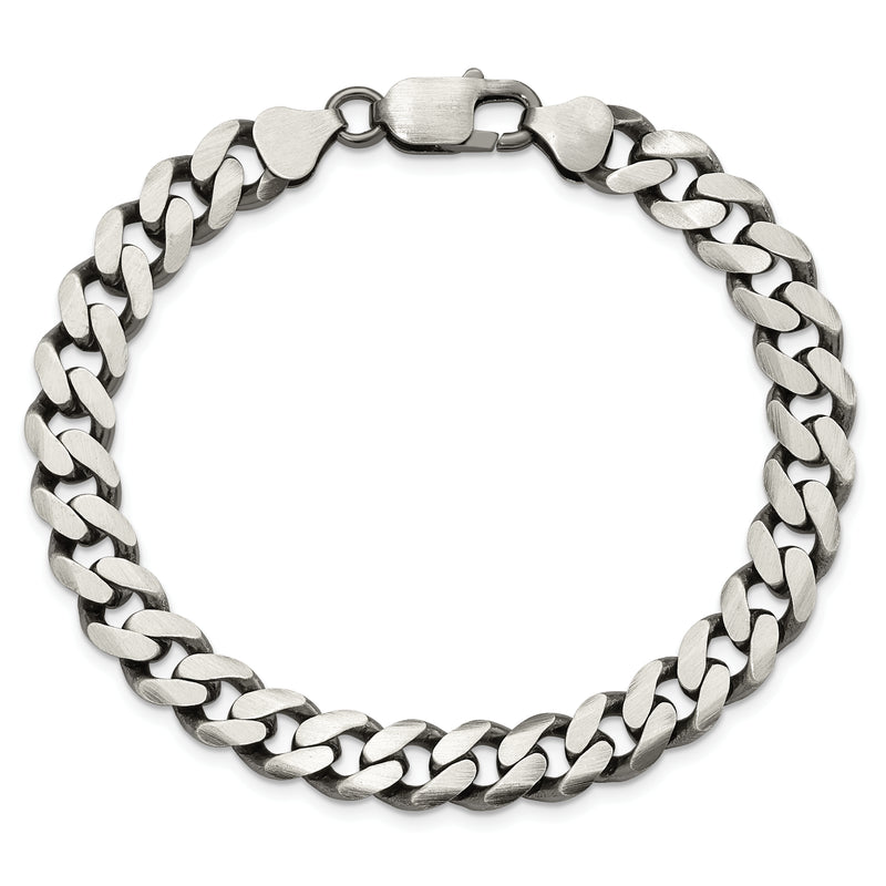 Sterling Silver Antiqued 9mm Curb Chain