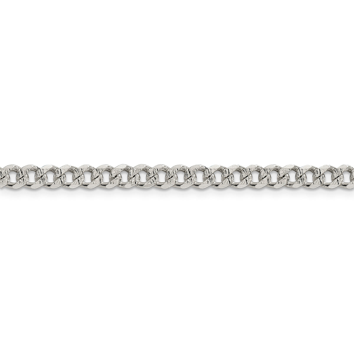 Sterling Silver 4.5mm Pave Curb Chain