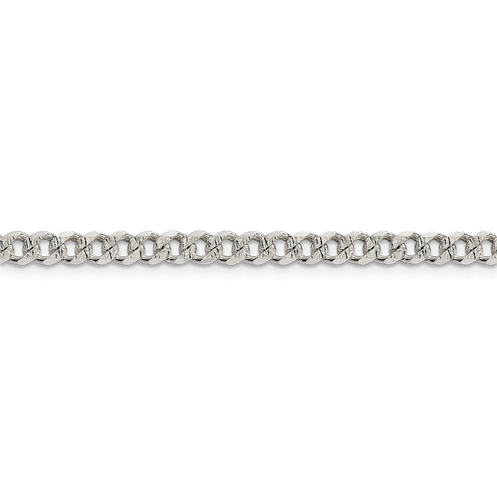 Sterling Silver 4.5mm Pave Curb Chain