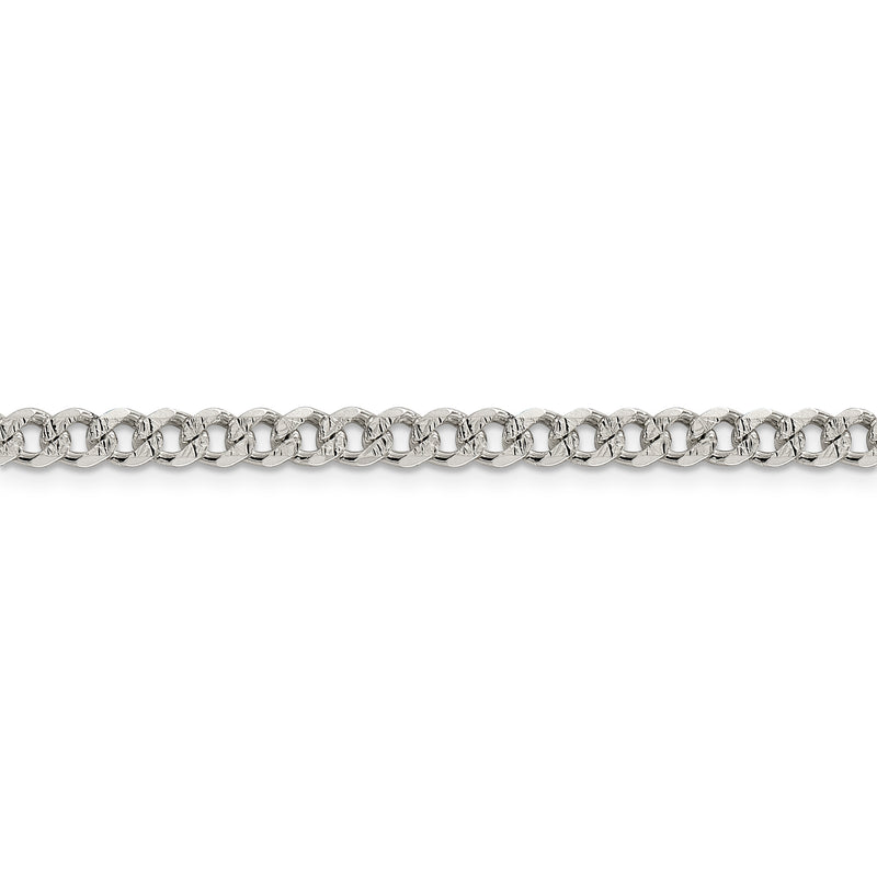 Sterling Silver 4.5mm Pave Curb Chain