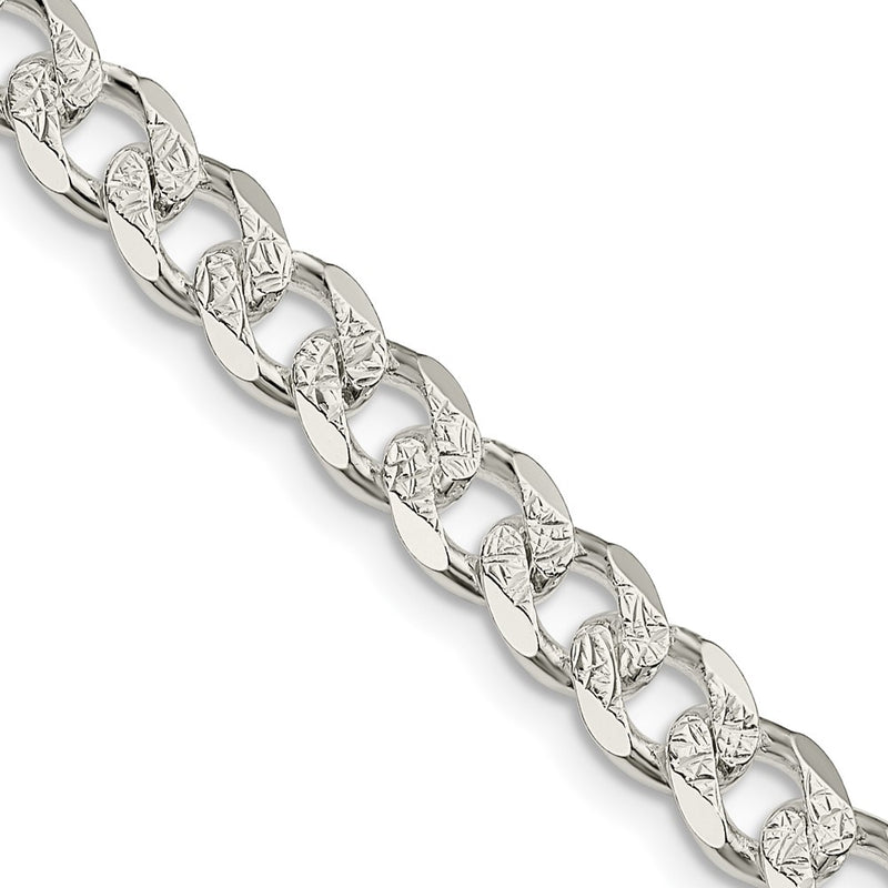 Sterling Silver 7mm Pave Curb Chain