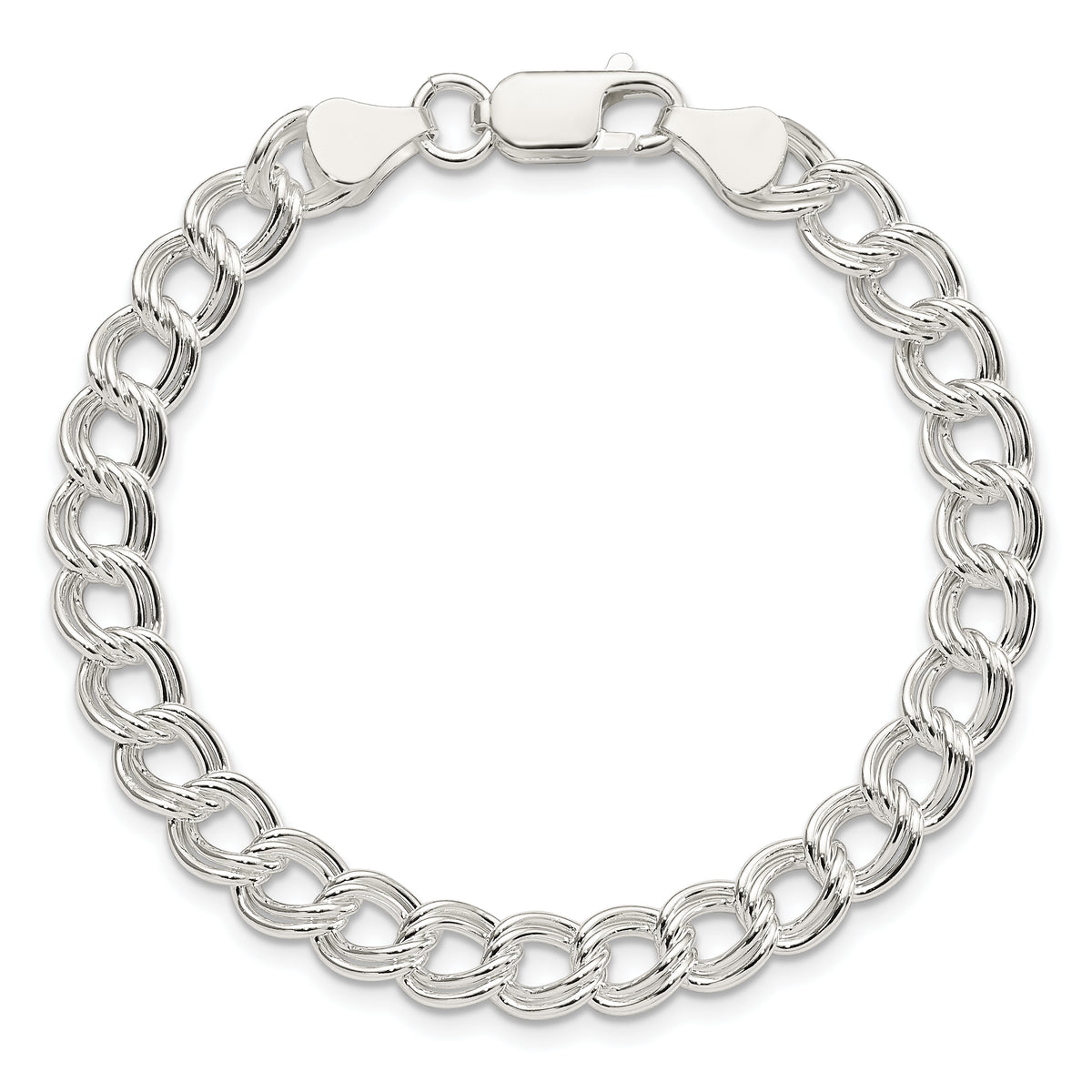 Sterling Silver 7mm Double Link Charm Bracelet