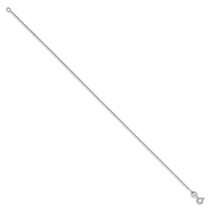 Sterling Silver Rhodium-plated 1mm Cable Chain Anklet