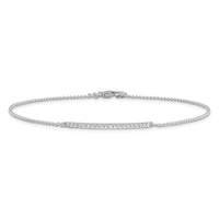 Sterling Silver Cheryl M Rhodium-plated CZ Bar w/ 1 inch ext Anklet