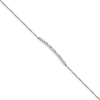 Sterling Silver Cheryl M Rhodium-plated CZ Bar w/ 1 inch ext Anklet