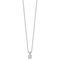 Sterling Silver Cheryl M Rhodium-plated 8mm CZ Pendant Necklace