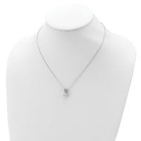 Sterling Silver Cheryl M Rhodium-plated 8mm CZ Pendant Necklace