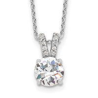 Sterling Silver Cheryl M Rhodium-plated 8mm CZ Pendant Necklace