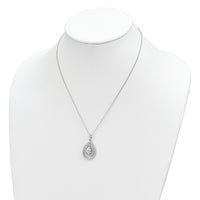 SS Cheryl M Rhodium-plated Pear Shaped CZ Double Halo Necklace