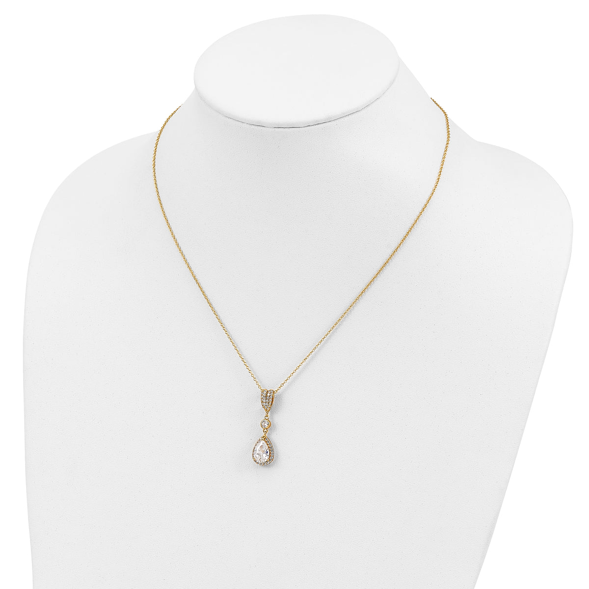 Sterling Silver Cheryl M Gold-plated Teardrop CZ Necklace