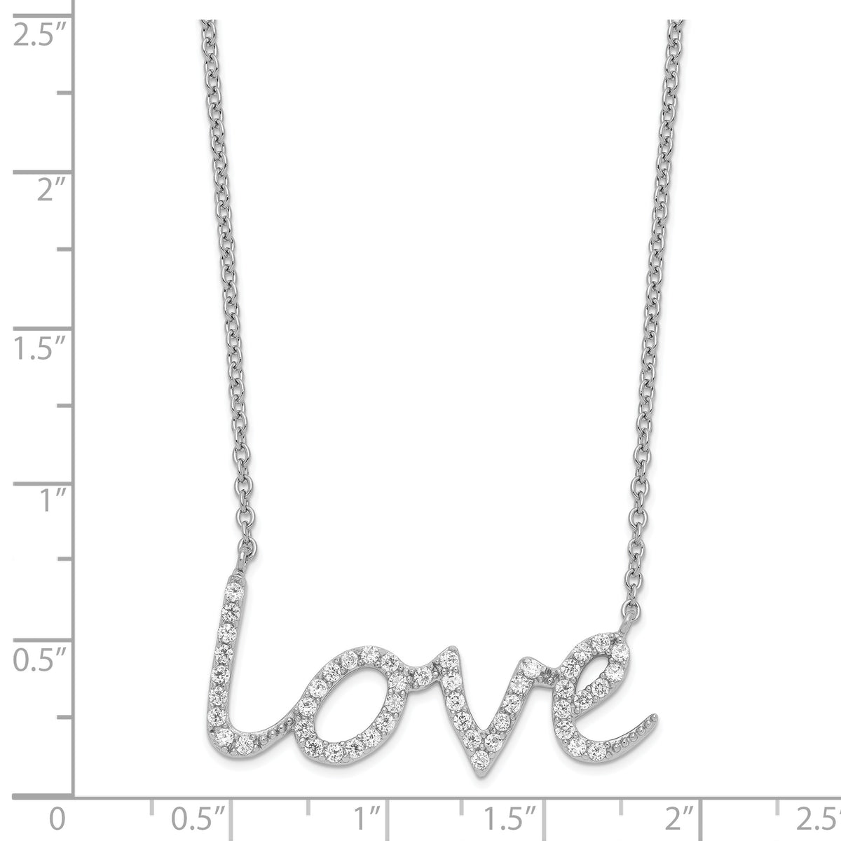 Sterling Silver Cheryl M Rhodium-plated CZ LOVE Necklace