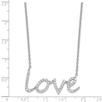 Sterling Silver Cheryl M Rhodium-plated CZ LOVE Necklace