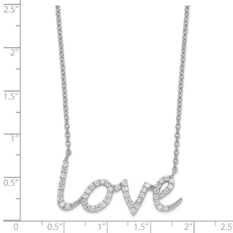 Sterling Silver Cheryl M Rhodium-plated CZ LOVE Necklace