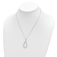 Sterling Silver Cheryl M Rhodium-plated CZ Open Pear Shape Necklace