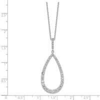 Sterling Silver Cheryl M Rhodium-plated CZ Open Pear Shape Necklace