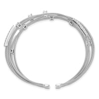 Sterling Silver Cheryl M Rhodium-plated Flexible CZ Bangle