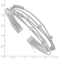 Sterling Silver Cheryl M Rhodium-plated Flexible CZ Bangle