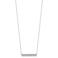 Sterling Silver Cheryl M Rhodium-plated CZ Bar w/ 1.5in ext. Necklace