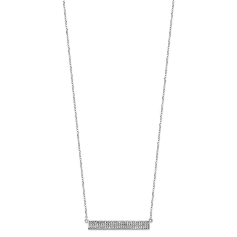 Sterling Silver Cheryl M Rhodium-plated CZ Bar w/ 1.5in ext. Necklace