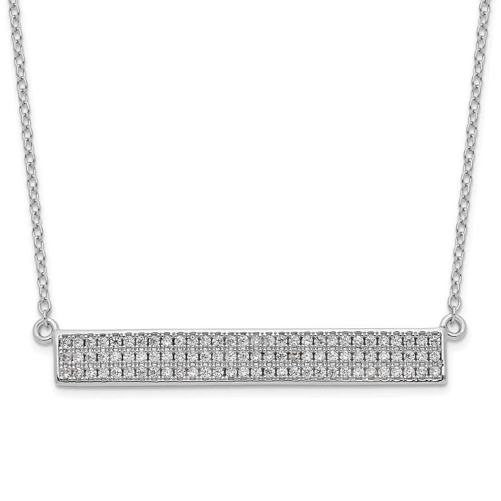 Sterling Silver Cheryl M Rhodium-plated CZ Bar w/ 1.5in ext. Necklace