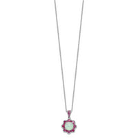 SS Cheryl M Rh-pltd Lab Cr. Opal & Red Nano Crystal Flower Necklace