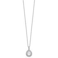 Sterling Silver Cheryl M Rhod-plated Fancy Pear CZ 2in ext. Necklace