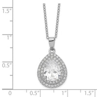 Sterling Silver Cheryl M Rhod-plated Fancy Pear CZ 2in ext. Necklace