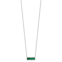 Sterling Silver Cheryl M Rhod-Plated Green Crystal & CZ Bar Necklace