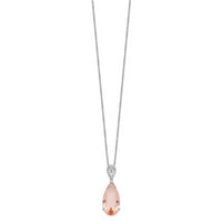 Sterling Silver Cheryl M RH-plated CZ & Simulated Morganite Necklace