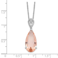 Sterling Silver Cheryl M RH-plated CZ & Simulated Morganite Necklace