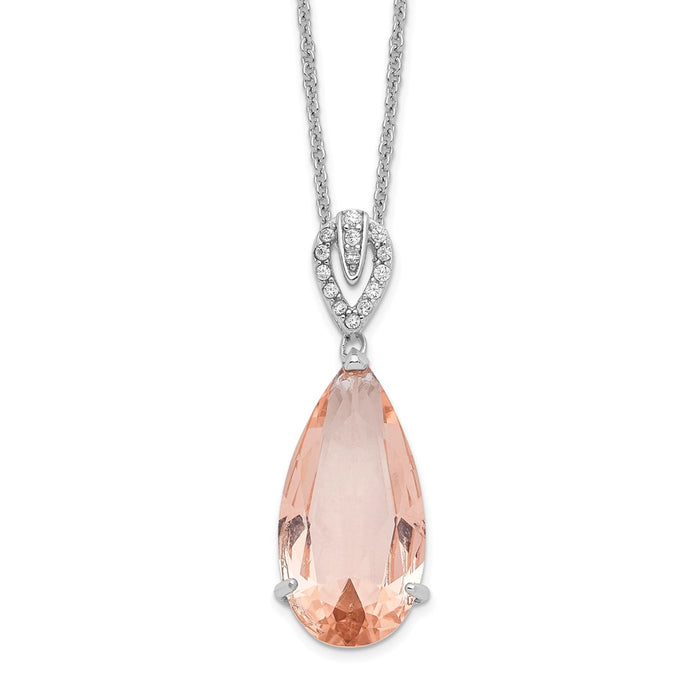 Sterling Silver Cheryl M RH-plated CZ & Simulated Morganite Necklace