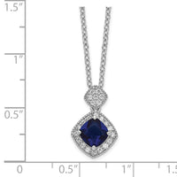 Sterling Silver Cheryl M Rhodium-plated Blue Glass & CZ Necklace