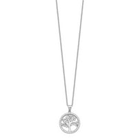 Sterling Silver Cheryl M Rhodium-plated Tree of Life CZ Necklace