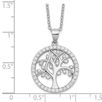 Sterling Silver Cheryl M Rhodium-plated Tree of Life CZ Necklace