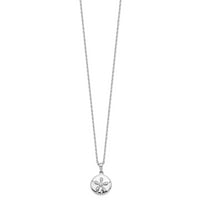 Sterling Silver Cheryl M Rhod-pltd CZ Sand Dollar w/ 2in ext Necklace