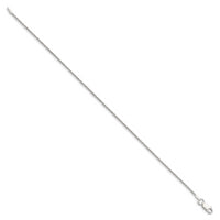 Sterling Silver 1.2mm Diamond-cut Rope Chain Anklet