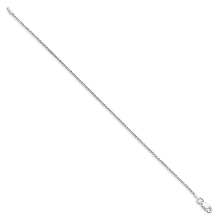 Sterling Silver 1.2mm Diamond-cut Rope Chain Anklet