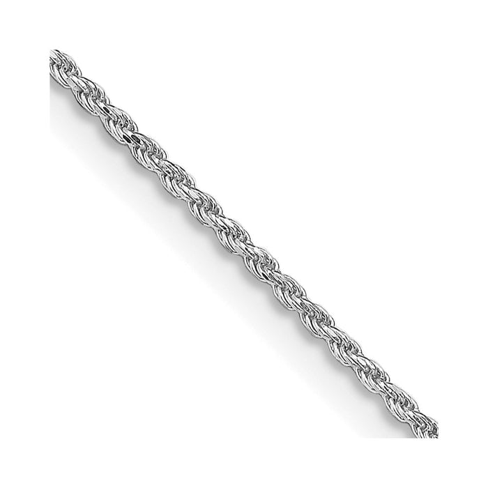 Sterling Silver Rhodium-plated 1.2mm Diamond-cut Rope Chain w/2in ext.