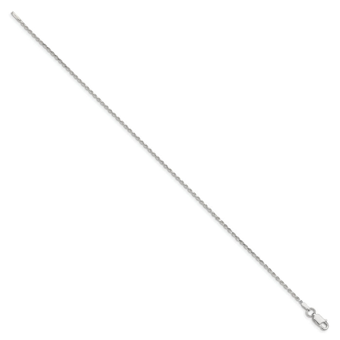 Sterling Silver 1.5mm Diamond-cut Rope Chain Anklet